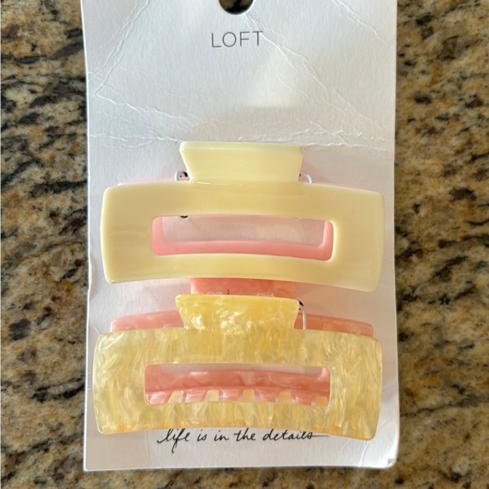 LOFT White and Pink Hair Clips